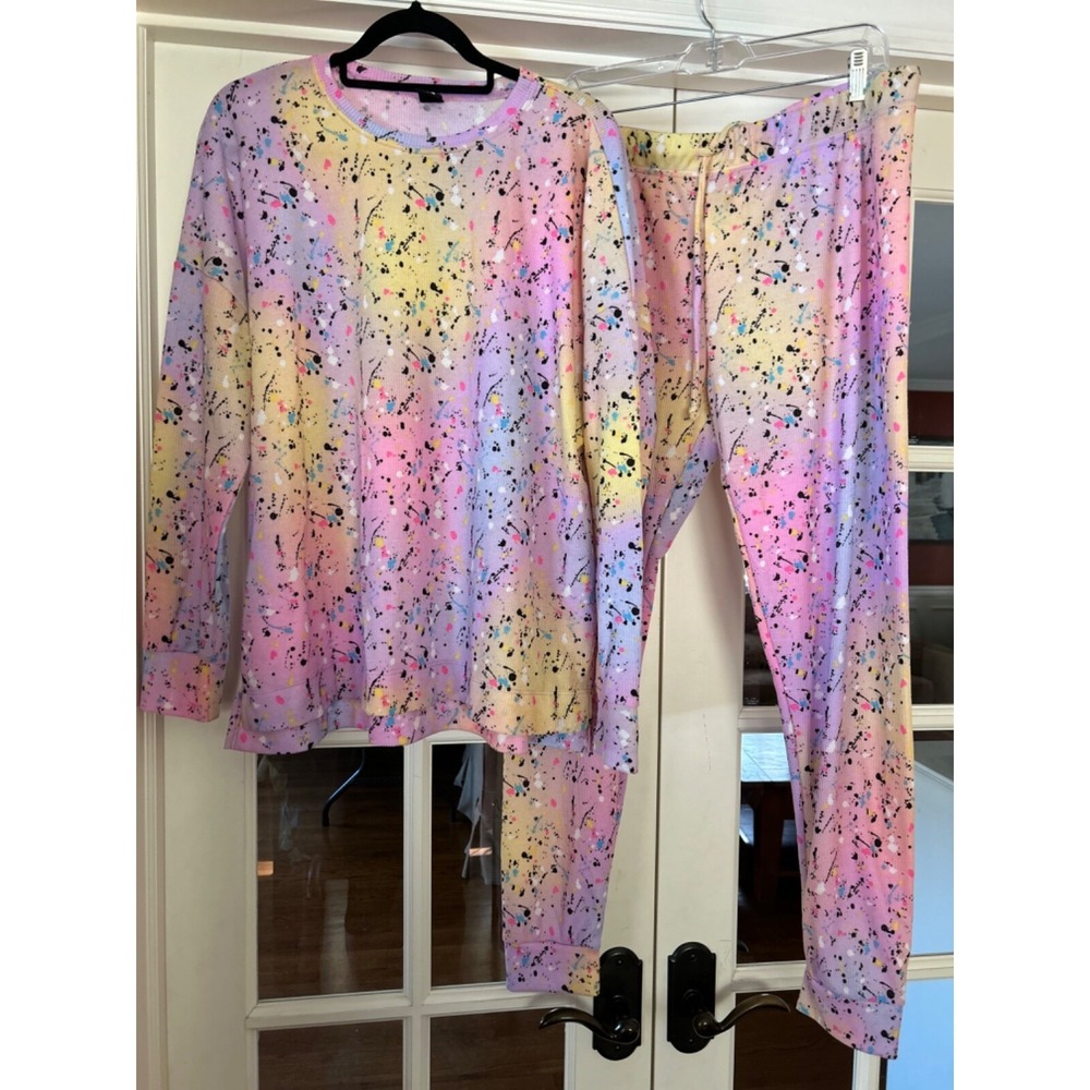 Lounge Set Pixie Lane Pixielane Multicolor Confetti joggers XL EUC Boutique